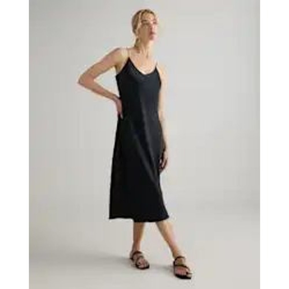 Quince Silk Slip Dress Black Size Medium New With Tags